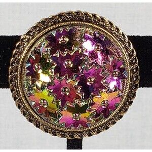 Vtg 1940's Western Germany Iridescent Molded Art Glass Scarf Dress Clip GoldTone